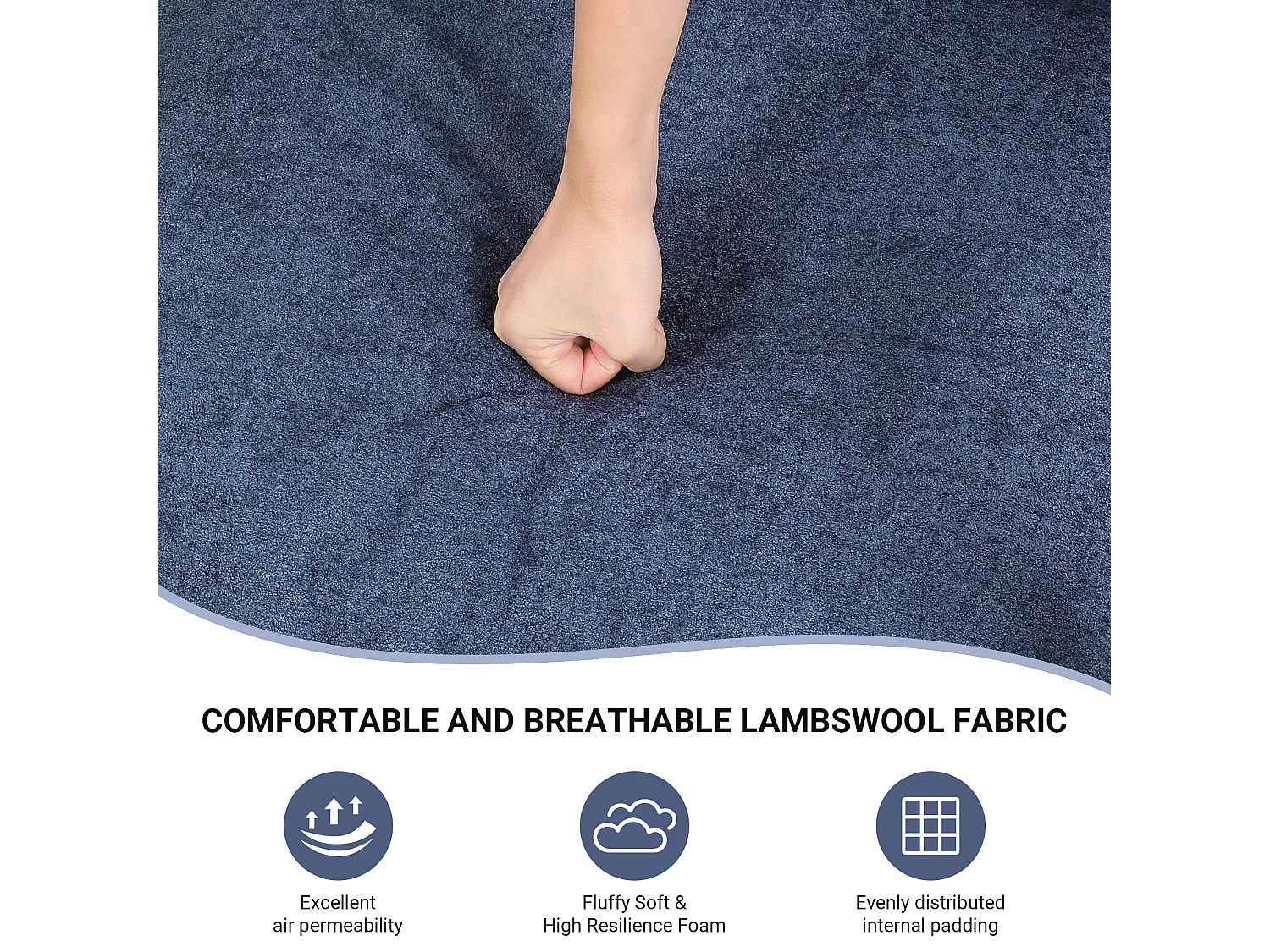 Contecutivi soggiorno soggiorno a sherpa - con sedile spessa e piede in metallo - ergonomico - profondità di sedile da 51 cm - blu