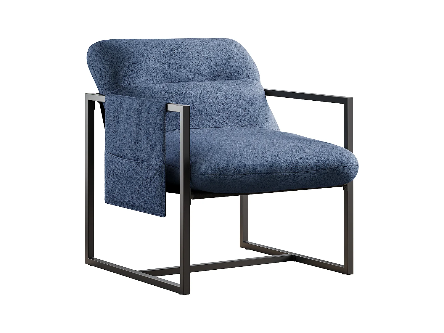 Comfortabele Sherpa Woonkamerfauteuil - met Dikke Zitting en Metalen Poot - ergonomisch - zitdiepte 51cm - Blauw