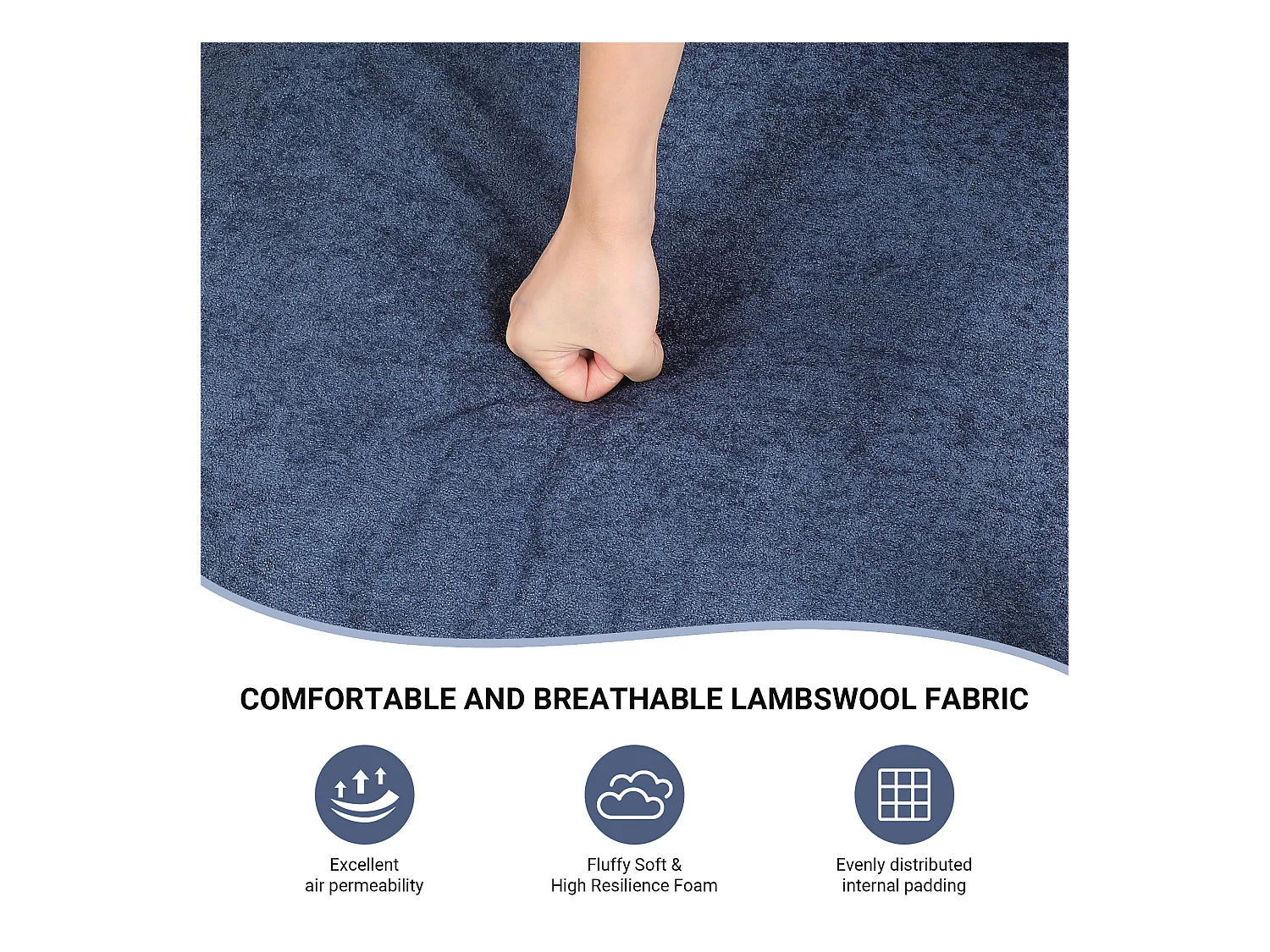 Comfortabele Sherpa Woonkamerfauteuil - met Dikke Zitting en Metalen Poot - ergonomisch - zitdiepte 51cm - Blauw