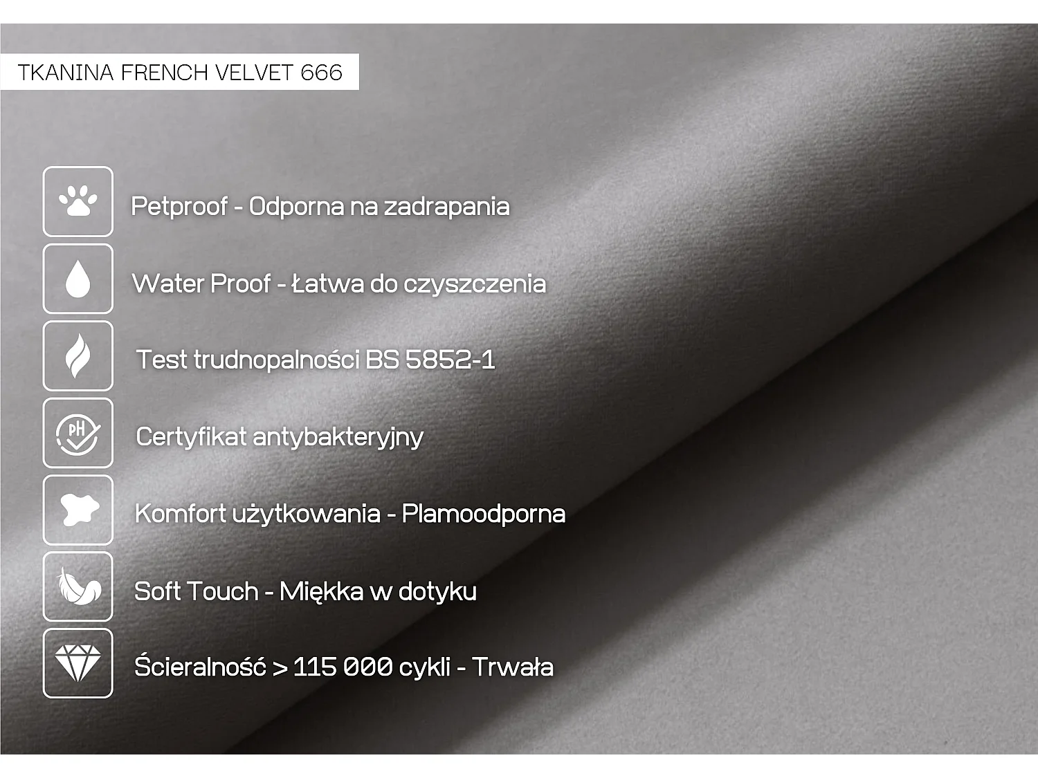 Poduszka na zagłówek PILLOW CHIC VELVET 140 szara