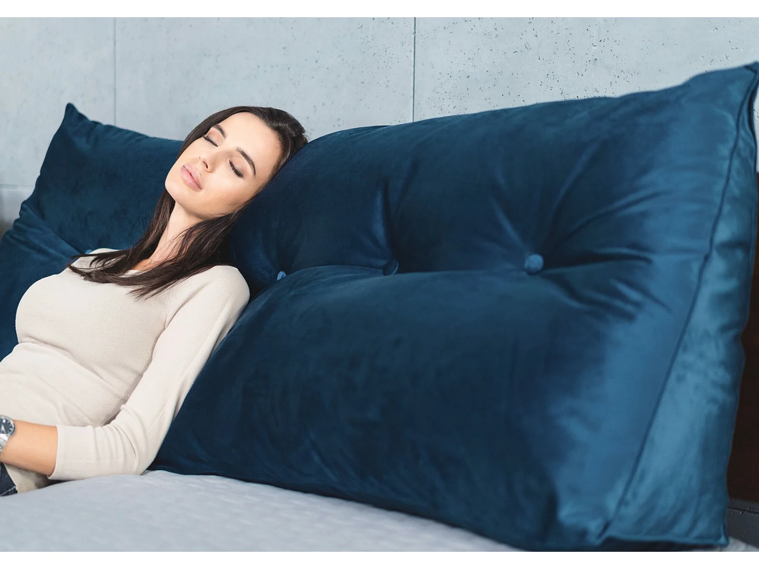 Rückenkissen Triangel für bett marineblau 200