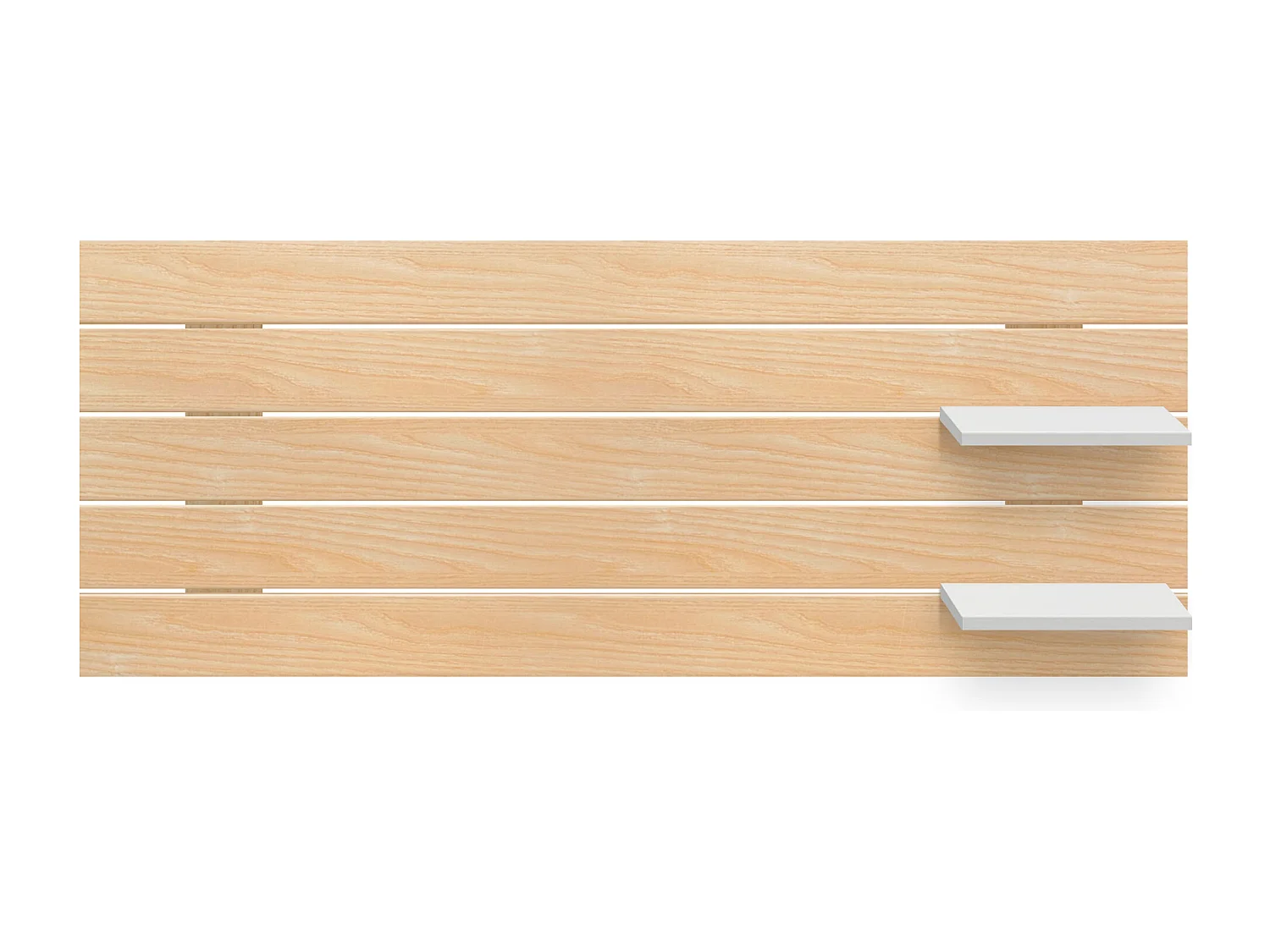 DHOME Kopfteil mit Regalen aus recyceltem Holz, DM-Wandbehang, horizontales Bett im Paletten-Stil, Vintage-Bett (Naturholz/Weiß, 135 cm)