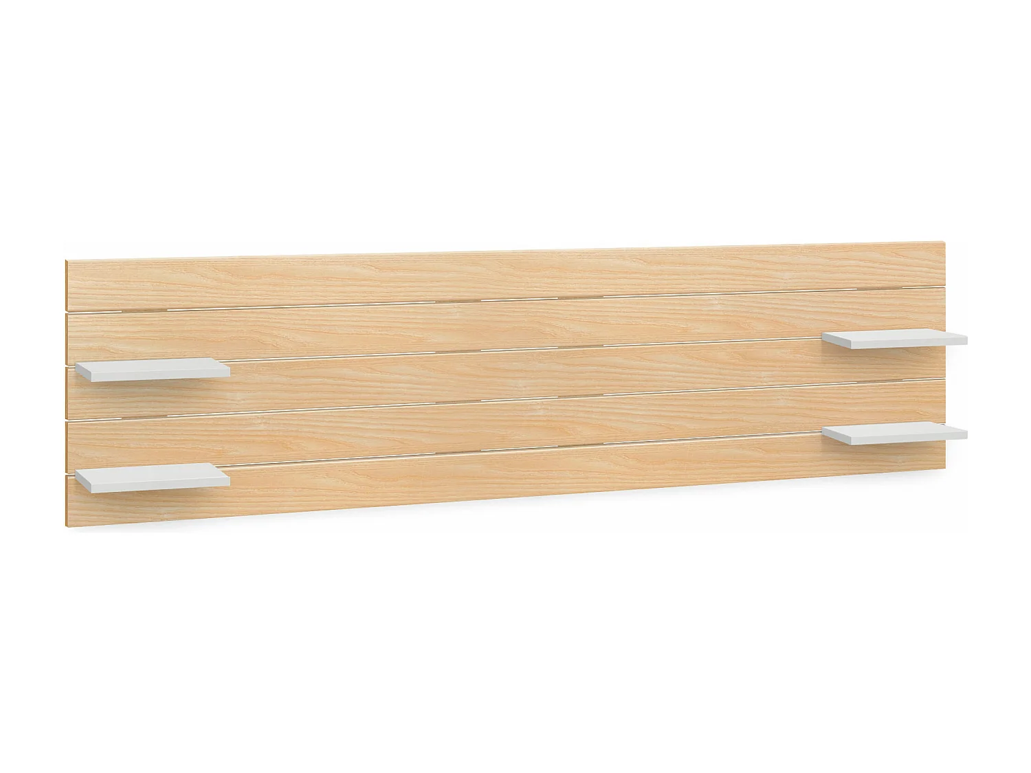 DHOME Tête de lit  avec étagères en bois recyclé DM Lit mural horizontal de style palette Nordic (bois naturel/blanc, 210 cm double)