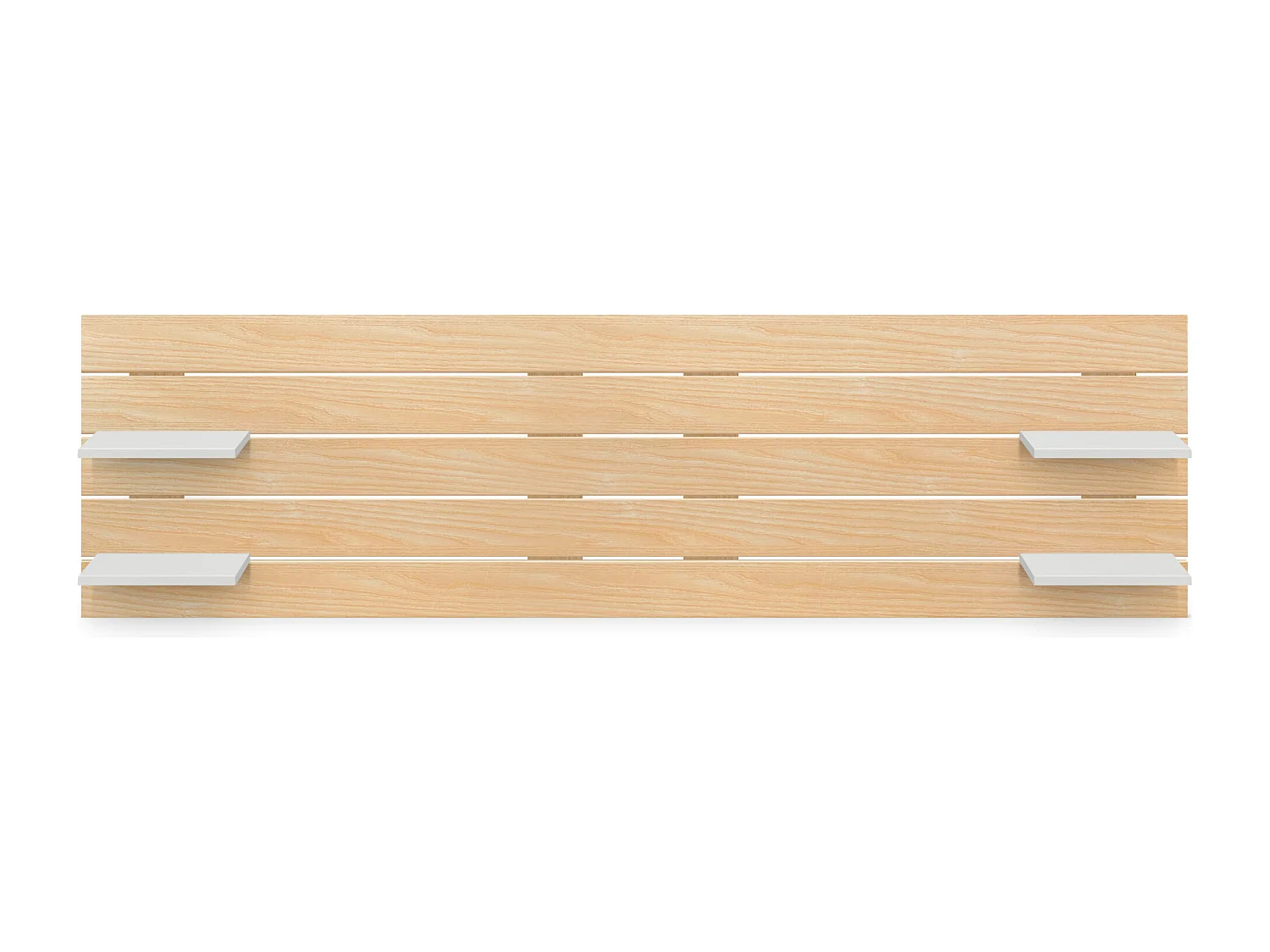 DHOME Tête de lit  avec étagères en bois recyclé DM Lit mural horizontal de style palette Nordic (bois naturel/blanc, 210 cm double)