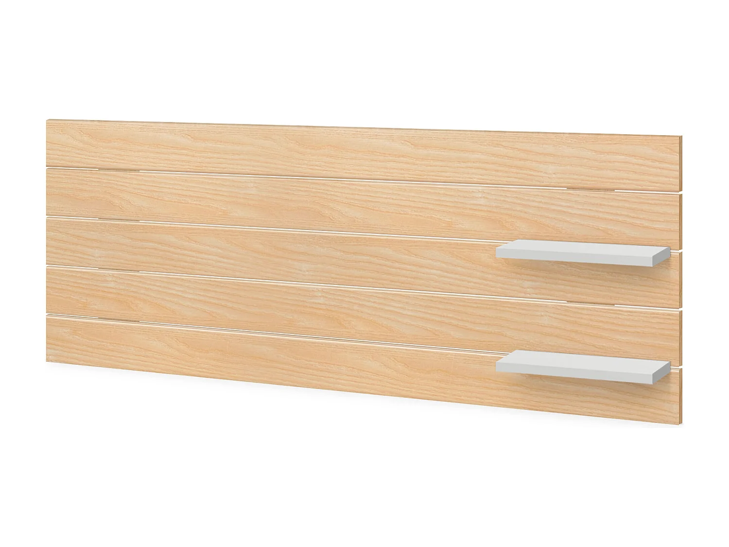 DHOME Testiera con ripiani in legno riciclato DM Parete sospesa Stile Pallet Letto Orizzontale (Legno Naturale/Bianco, 160 cm)