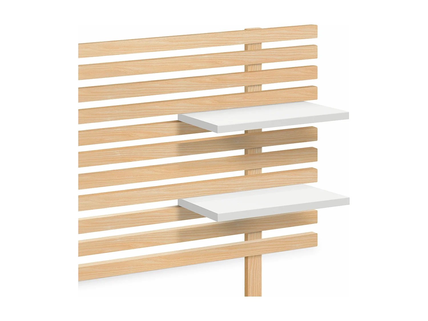 DHOME Tête de lit  avec étagères en bois recyclé DM suspendue au mur de style palette japonaise avec pieds Lit  (bois naturel/blanc, 270 cm double)