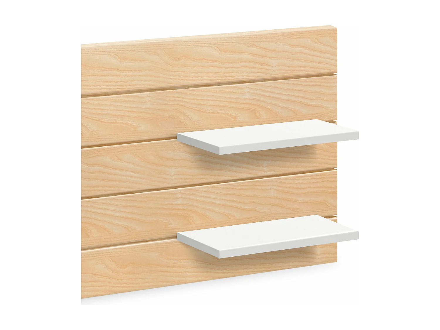 DHOME Tête de lit  avec étagères en bois recyclé DM Lit mural suspendu style palette  horizontal (bois naturel/blanc, 145 cm)