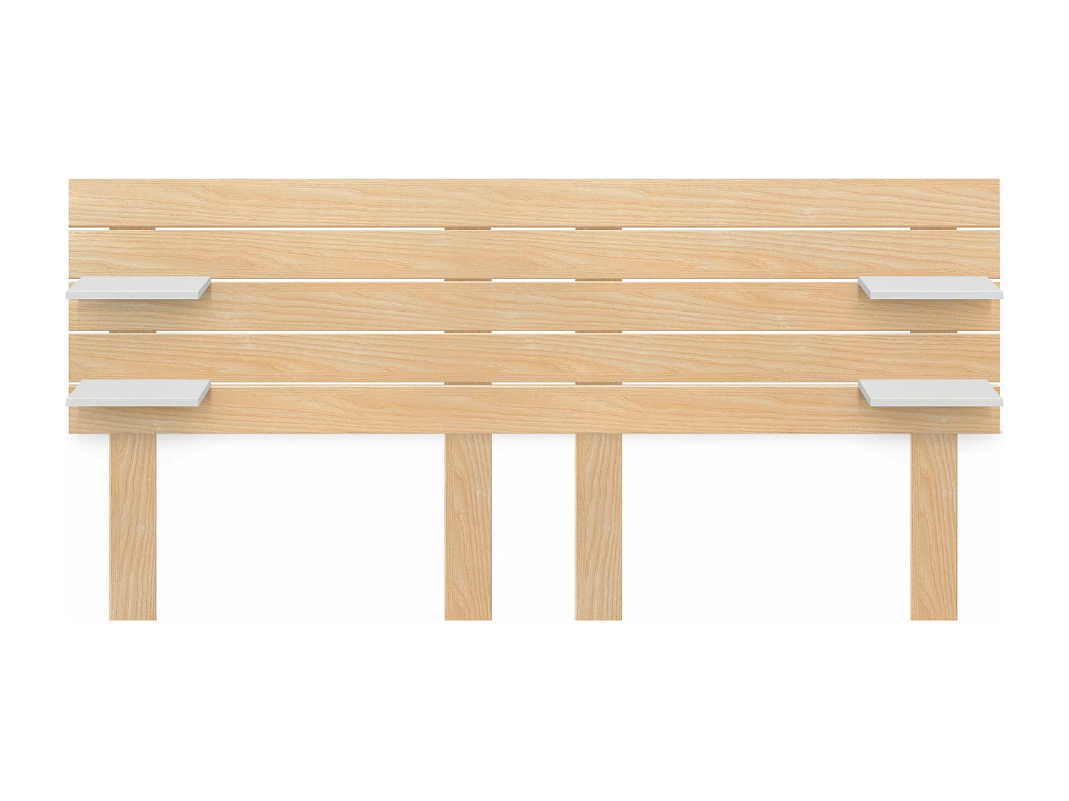 DHOME Tête de lit  avec étagères en bois recyclé DM Suspension murale Style palette horizontale avec pieds Lit  (bois naturel/blanc, 220 cm double)