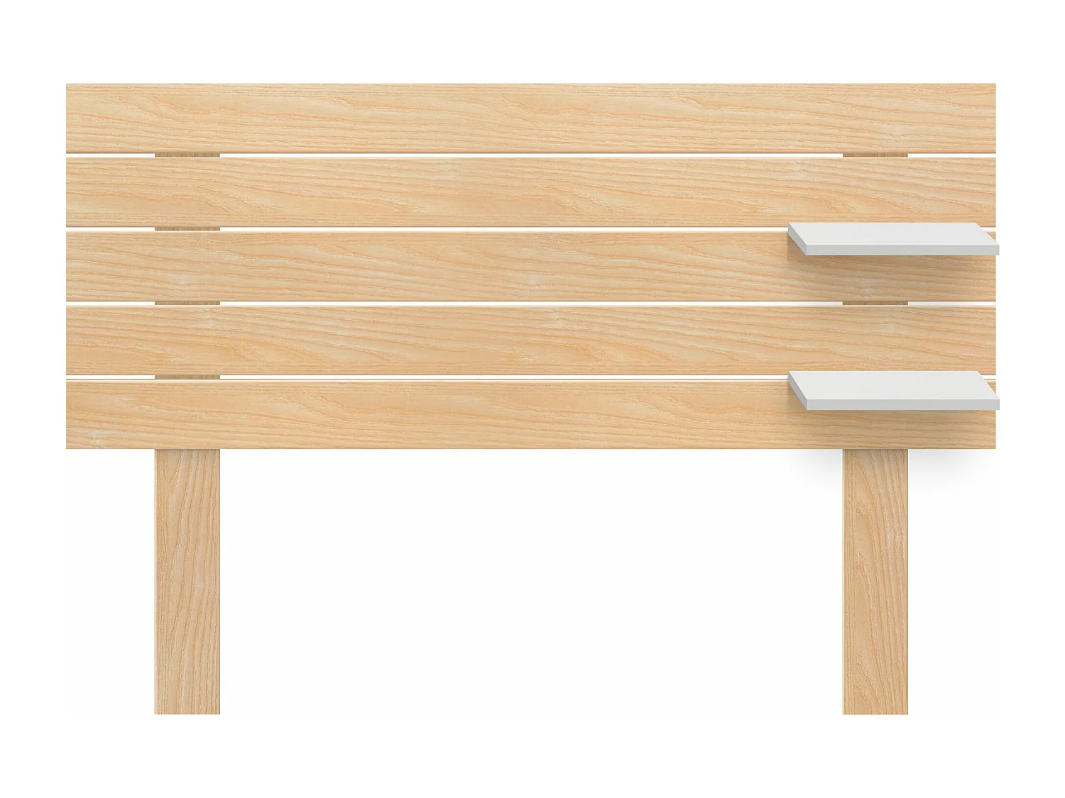 DHOME Tête de lit  avec étagères en bois recyclé DM Suspension murale horizontale style palette avec pieds Lit  (bois naturel/blanc, 160 cm)