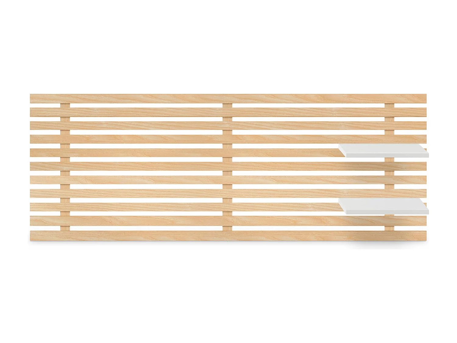 DHOME Tête de lit  avec étagères en bois recyclé DM Tenture murale Style palette japonaise Lit  (bois naturel/blanc, 160 cm)