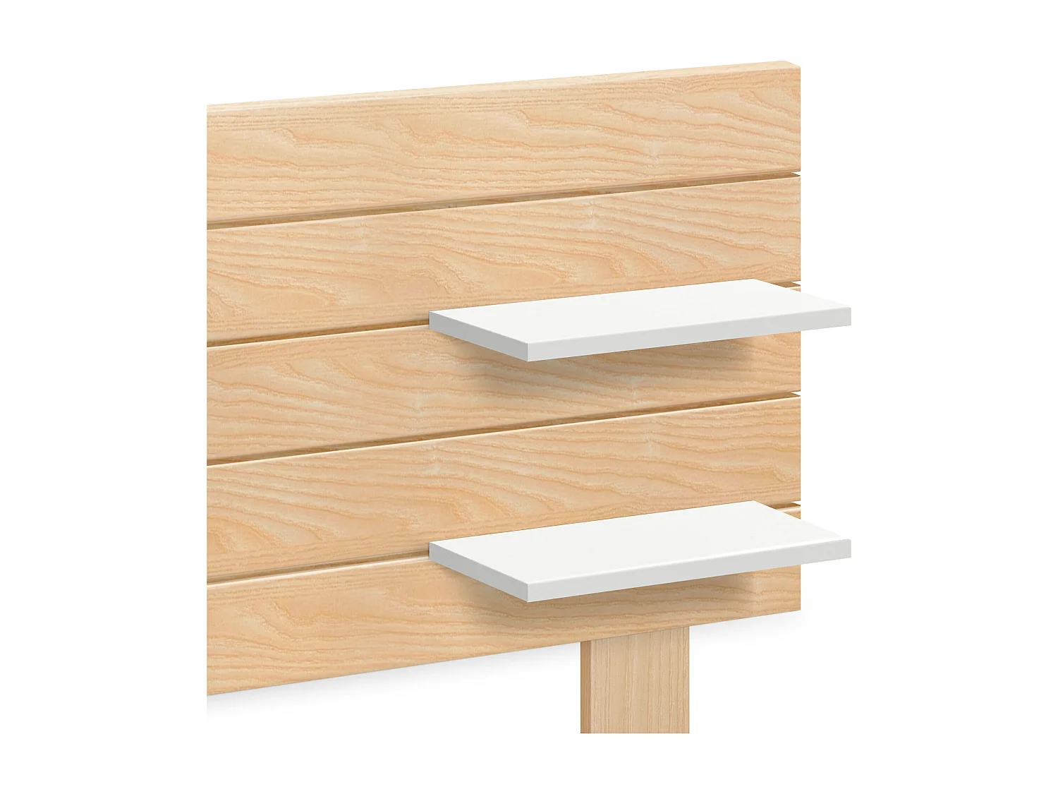 DHOME Kopfteil mit Regalen aus recyceltem Holz, DM-Wandbehang, horizontal, Palettenstil mit Beinen, Vintage-Bett (Naturholz/Weiß, 210 cm Dual)