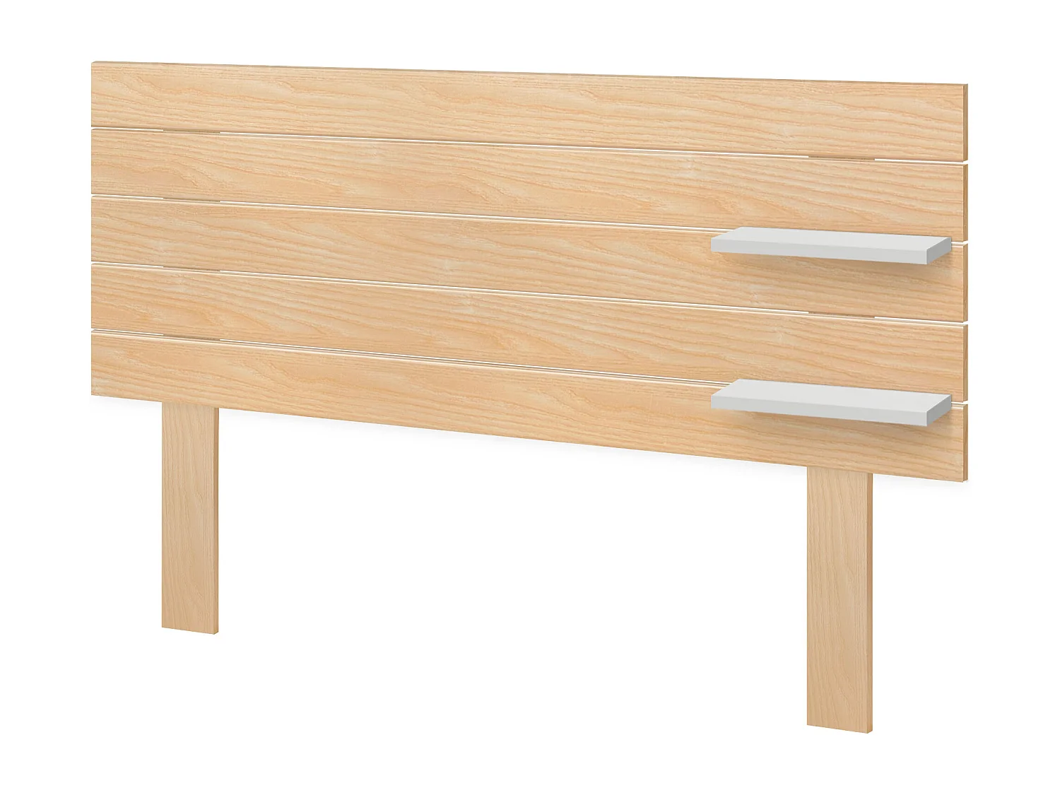 DHOME Kopfteil mit Regalen aus recyceltem MDF-Holz, zum Aufhängen an der Wand, horizontale Palette mit Beinen, Vintage-Bett (Naturholz/Weiß, 135 cm)