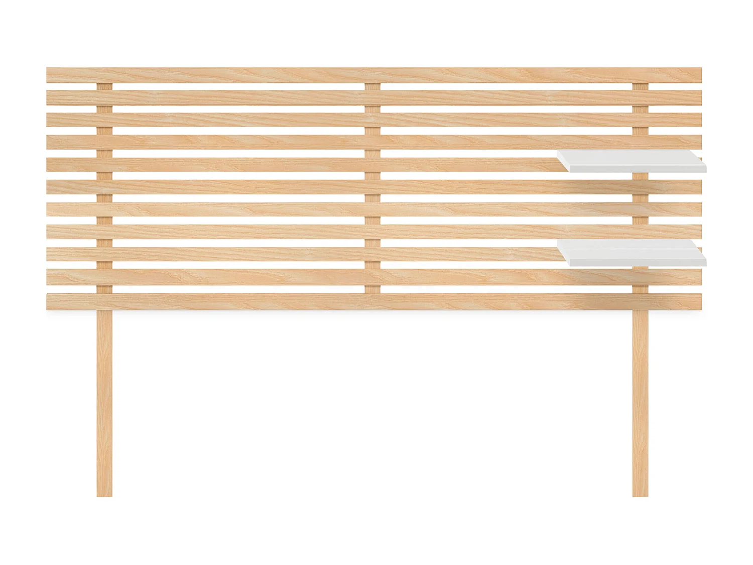 DHOME Testiera con ripiani in legno riciclato DM sospeso a parete in stile pallet giapponese con gambe Letto (Legno naturale/Bianco, 160 cm)