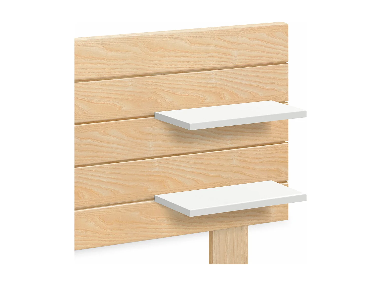 DHOME Tête de lit  avec étagères en bois recyclé DM Suspension murale Style palette horizontale avec pieds Lit  (bois naturel/blanc, 270 cm double)