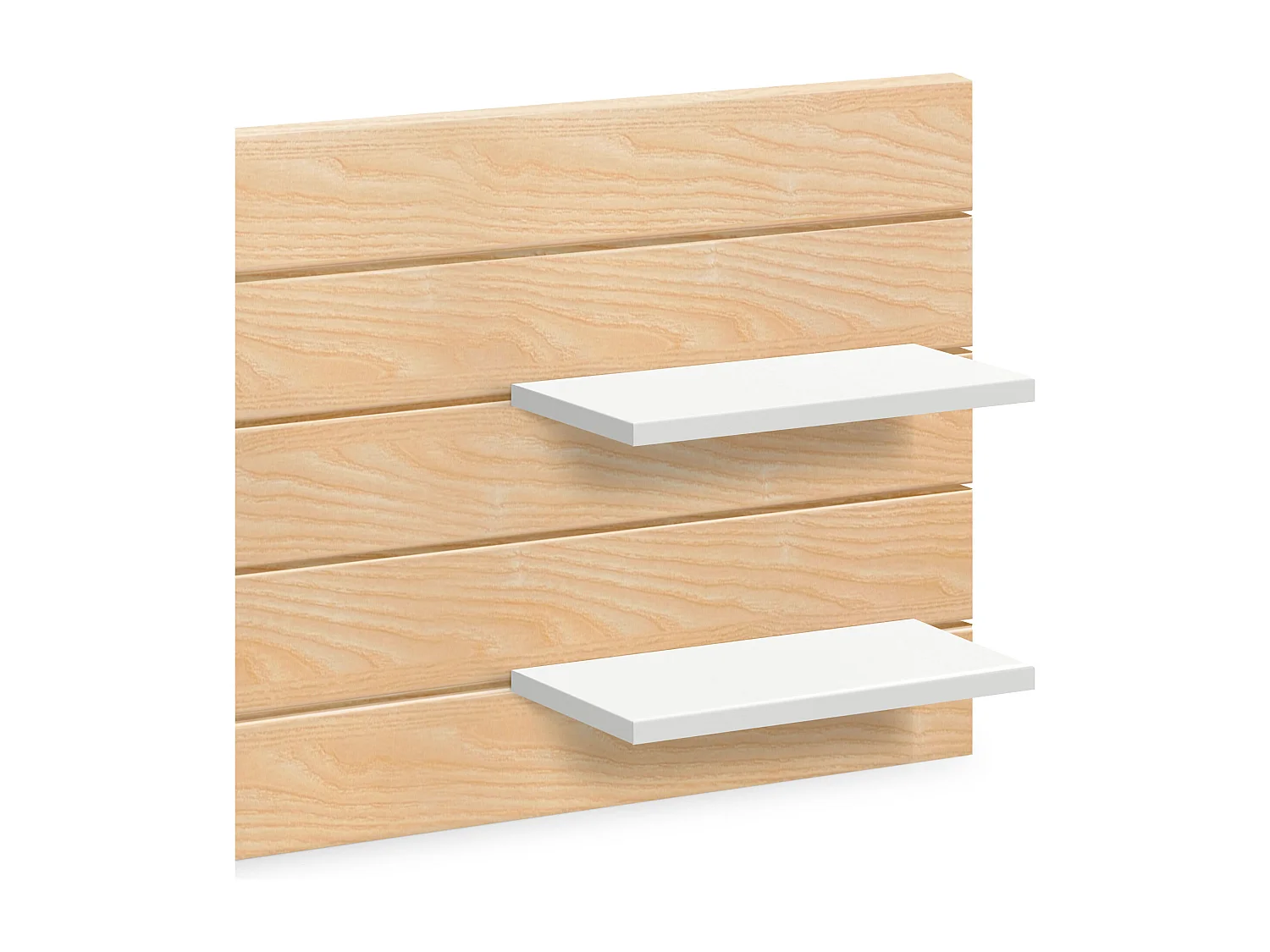 DHOME Tête de lit  avec étagères en bois recyclé DM Lit mural horizontal de style palette Nordic (bois naturel/blanc, 220 cm double)