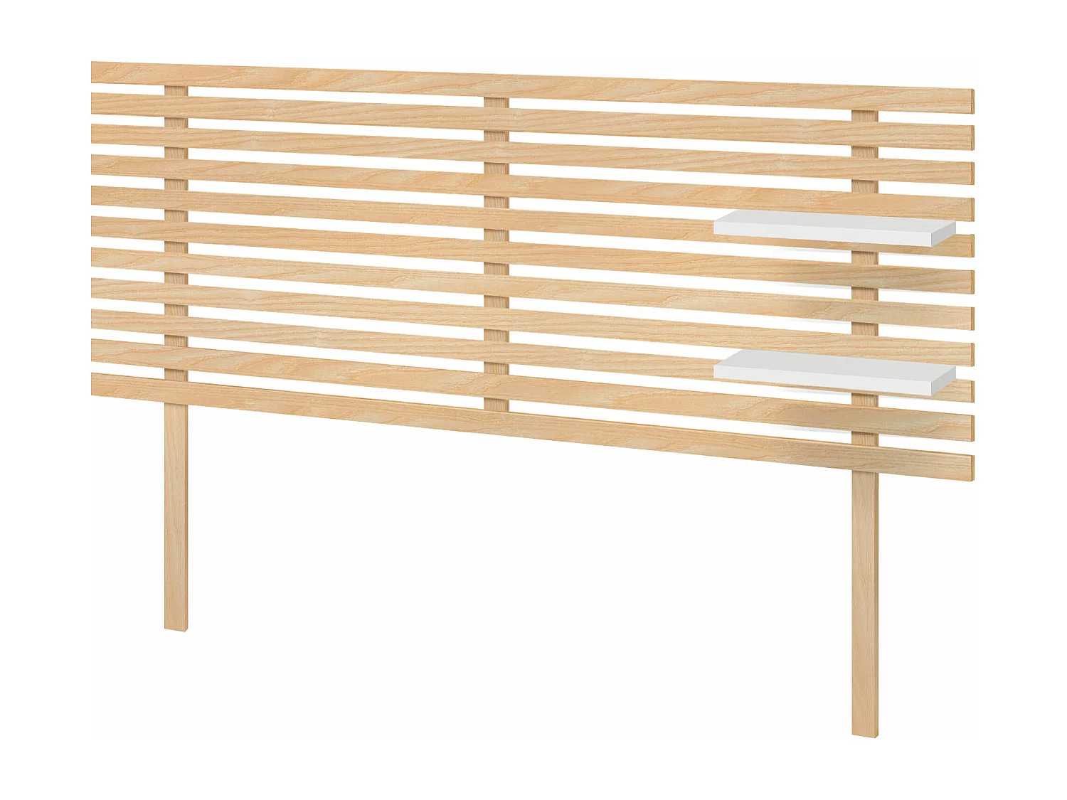 DHOME Tête de lit  avec étagères en bois recyclé DM Tenture murale Style palette japonaise avec pieds Lit  (bois naturel/blanc, 135 cm)