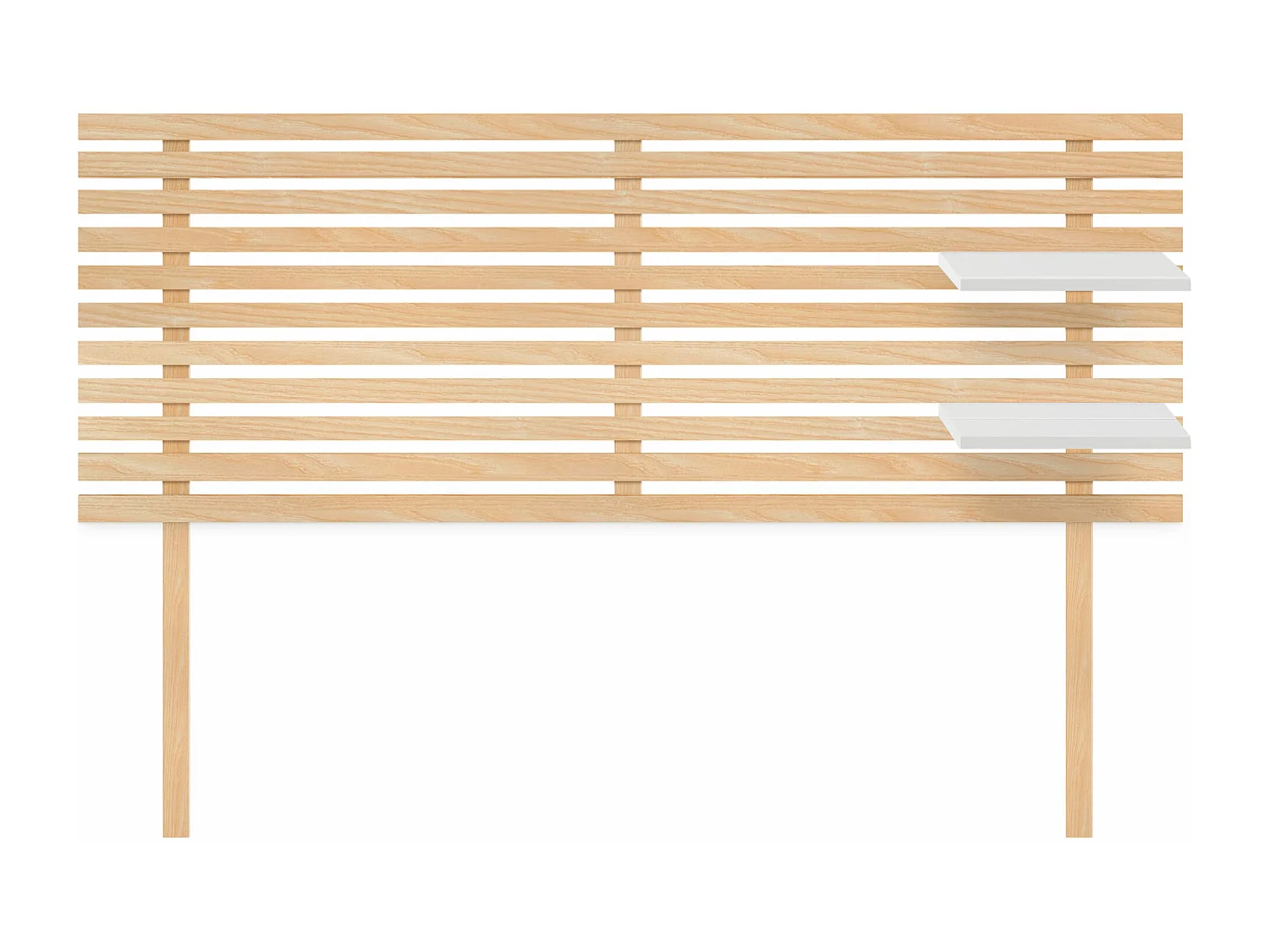Cabeceira DHOME com prateleiras de madeira reciclada DM Pendurado na parede estilo palete japonês com pernas  (madeira naturalbranca, 135cm)