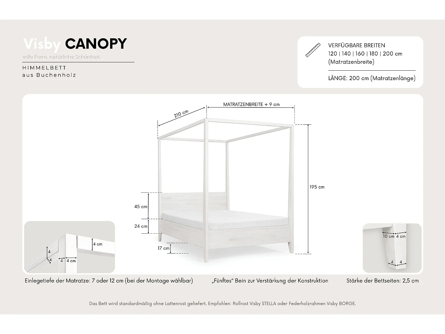 Himmelbett Canopy 140/200 in nussbaumfarbe