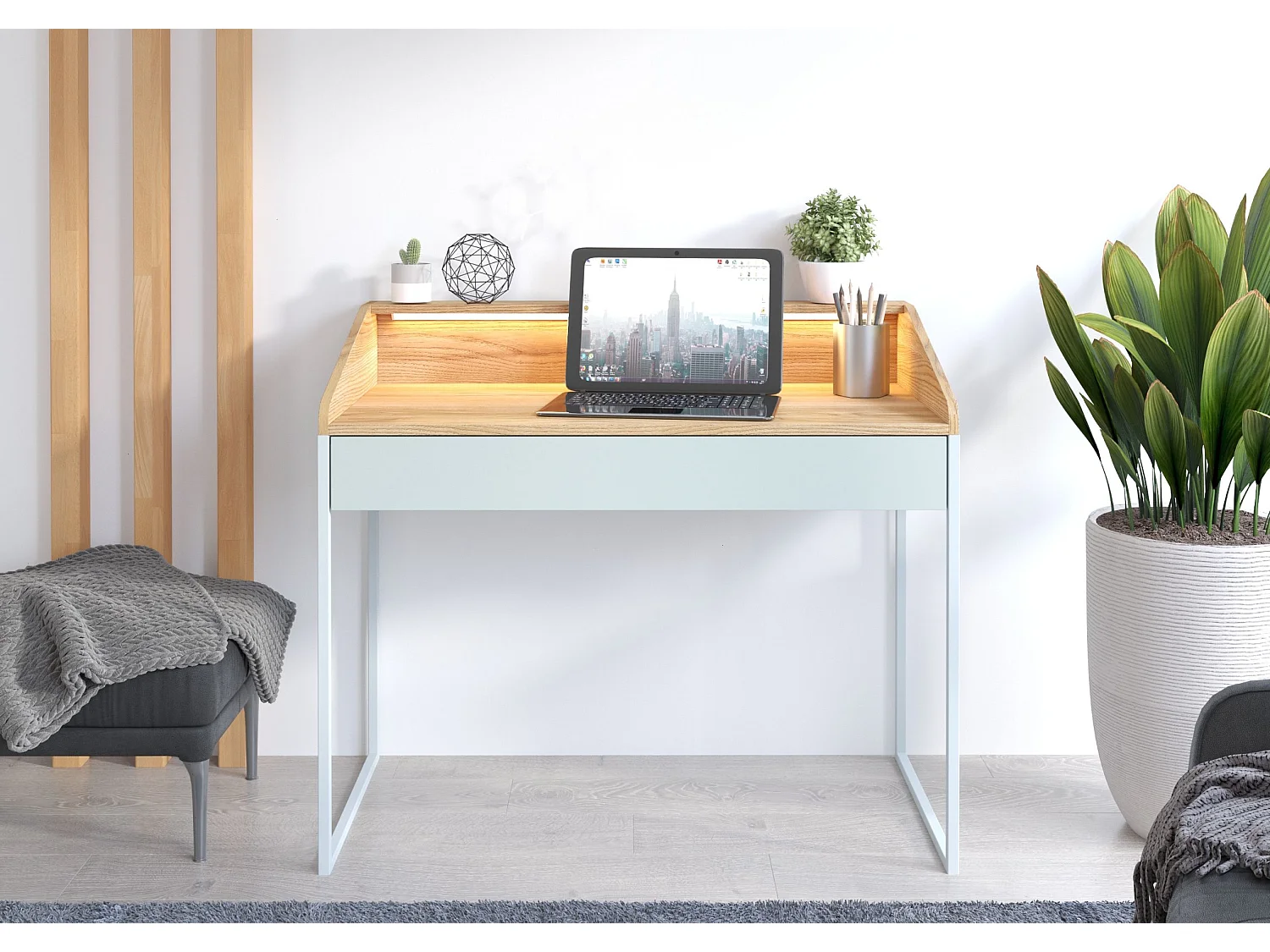 Biurko Finka z oświetleniem / Jesion Górski 110 cm