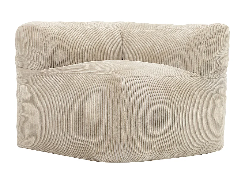 Pouf fauteuil d'angle modulaire en velours côtelé beige - ZEN