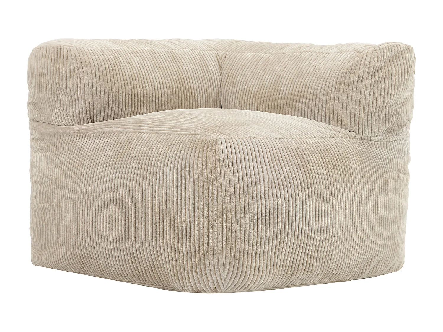 Pouf fauteuil d'angle modulaire en velours côtelé beige - ZEN