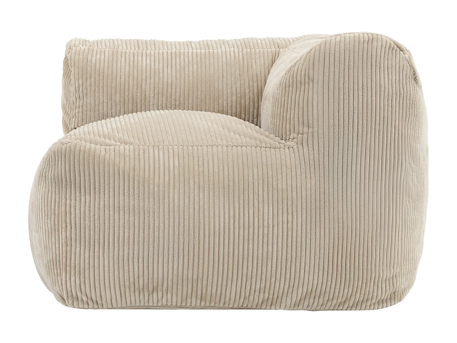 Pouf fauteuil d'angle modulaire en velours côtelé beige - ZEN