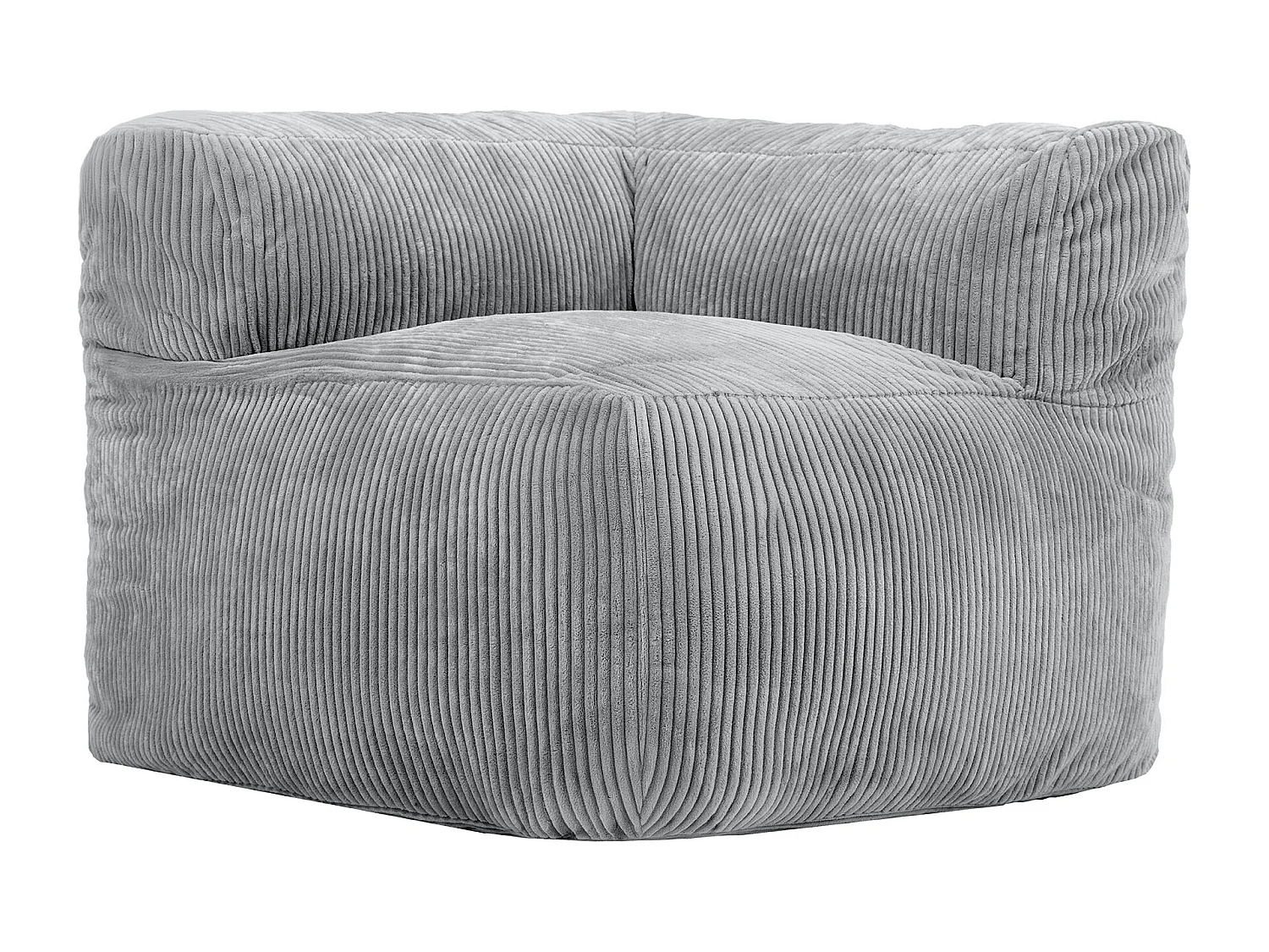 Pouf fauteuil d'angle modulaire en velours côtelé gris - ZEN