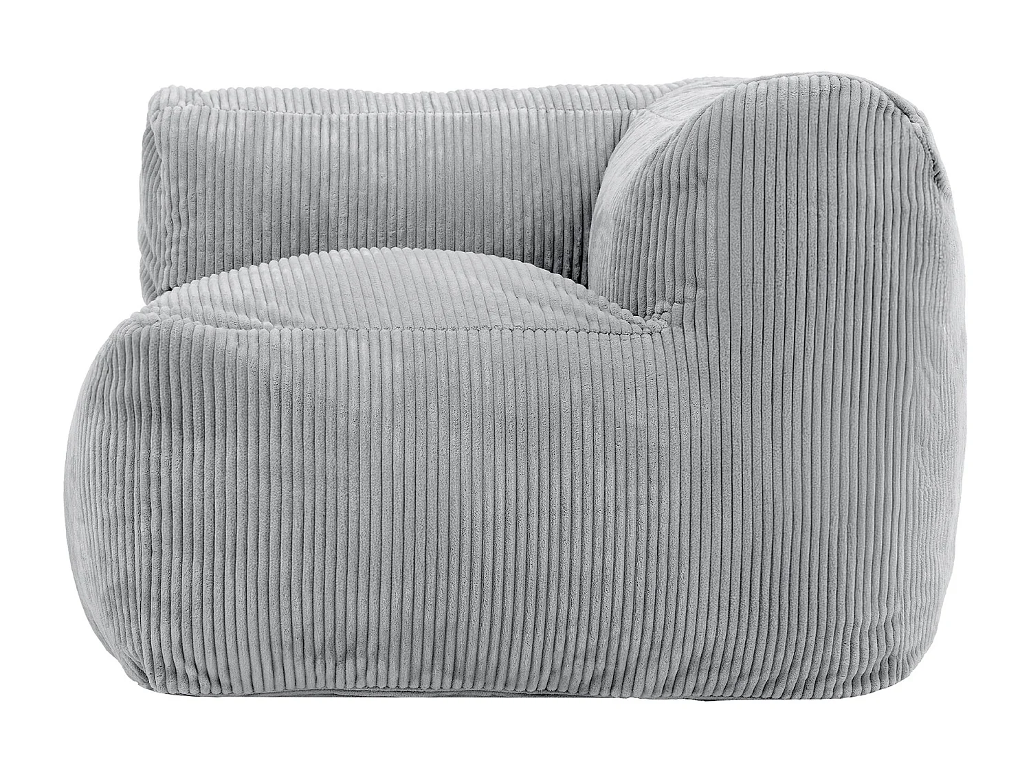 Pouf fauteuil d'angle modulaire en velours côtelé gris - ZEN