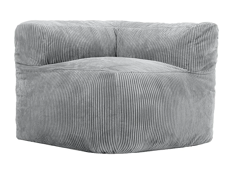 Pouf fauteuil d'angle modulaire en velours côtelé gris - ZEN
