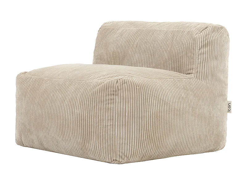 Pouf fauteuil modulaire en velours côtelé beige - ZEN
