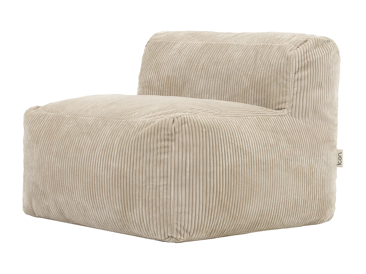 Pouf fauteuil modulaire en velours côtelé beige - ZEN