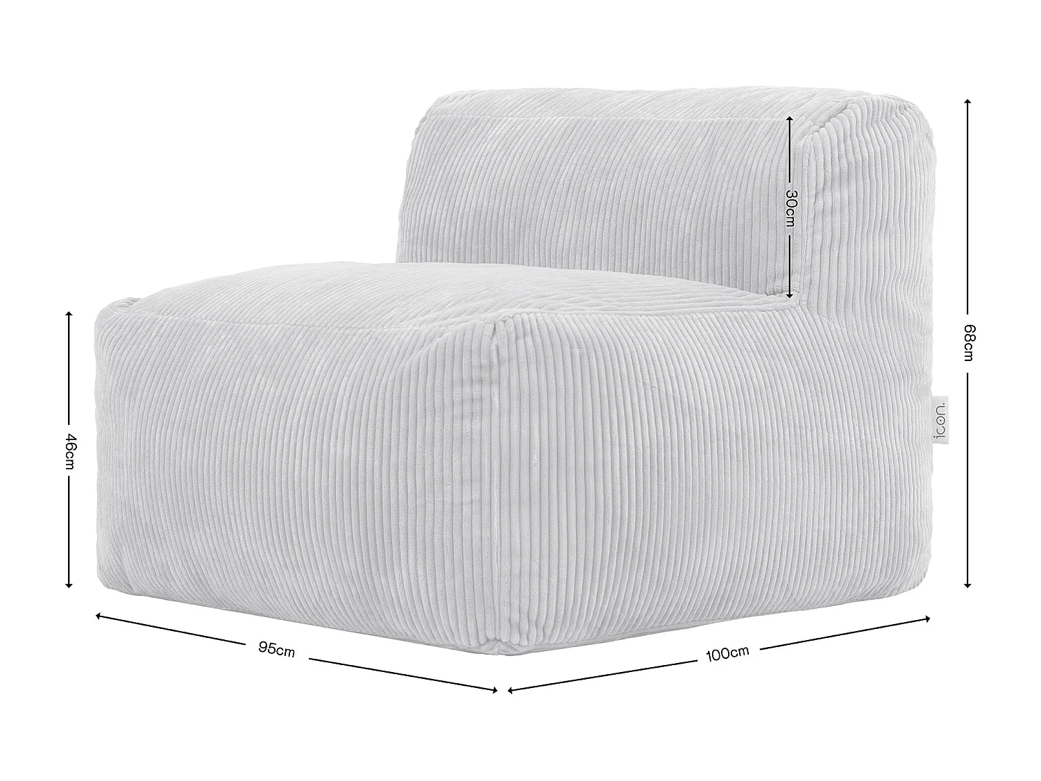 Pouf fauteuil modulaire en velours côtelé beige - ZEN