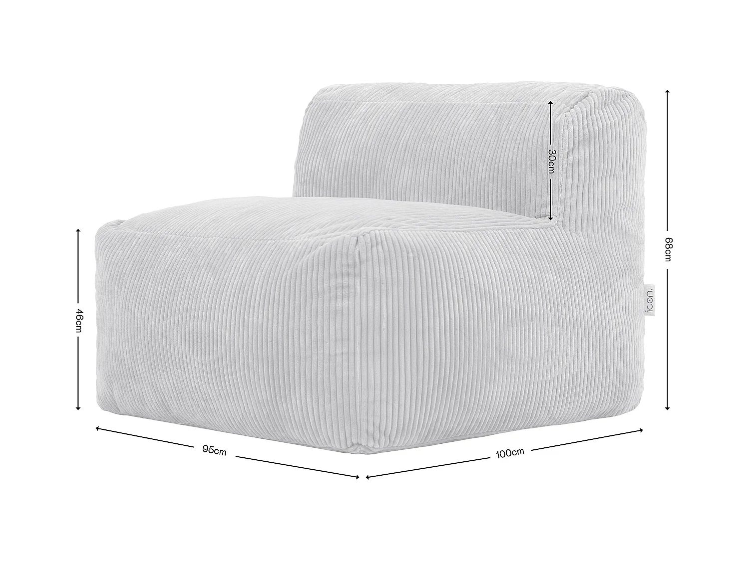 Pouf fauteuil modulaire en velours côtelé beige - ZEN