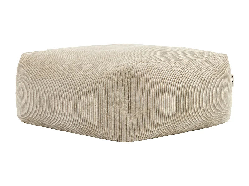 Pouf repose-pieds modulaire en velours côtelé beige - ZEN
