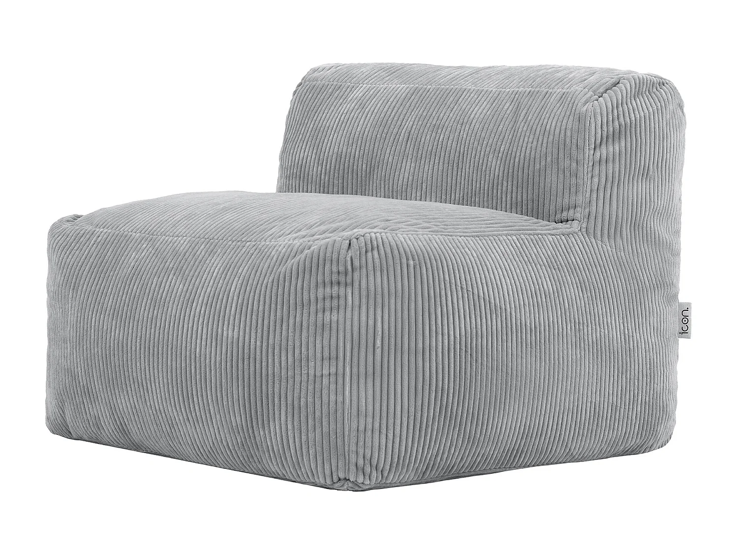 Pouf fauteuil modulaire en velours côtelé gris - ZEN