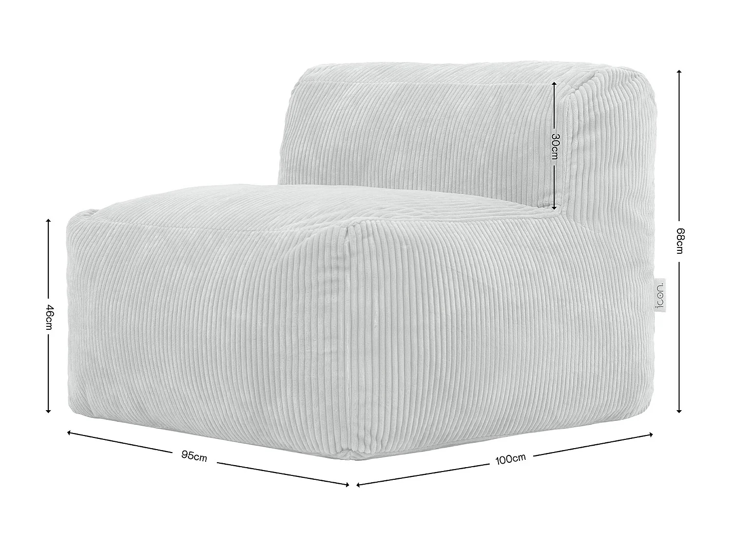 Pouf fauteuil modulaire en velours côtelé gris - ZEN