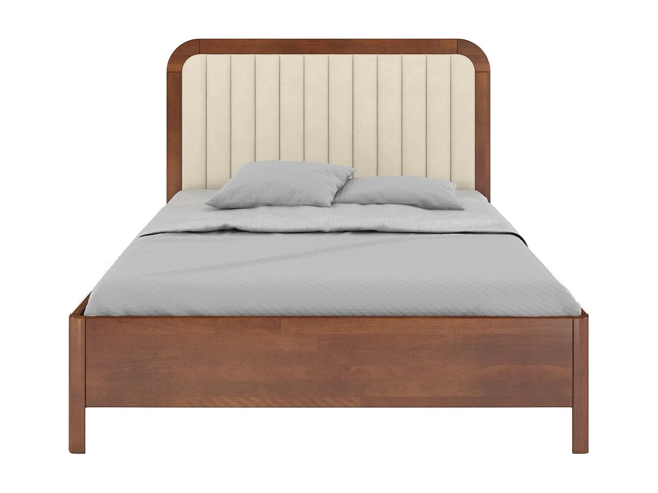 Massivholzbett Modena, gepolstertes kopfteil, buche - lackiert, nussbaumfarbe/ecru, 180x200