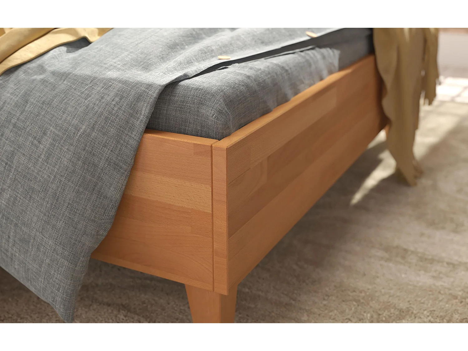 Łóżko bukowe Visby FRIDA/ 140X200 cm, kolor naturalny/ecru