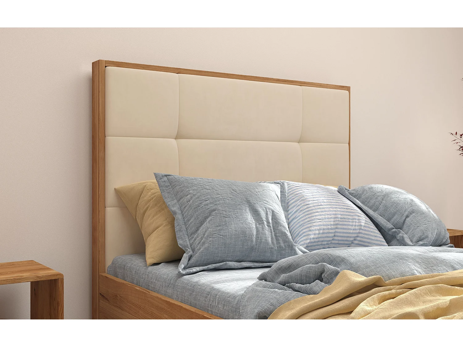 Łóżko dębowe Visby FRIDA/ 140X200 cm, kolor naturalny/ecru