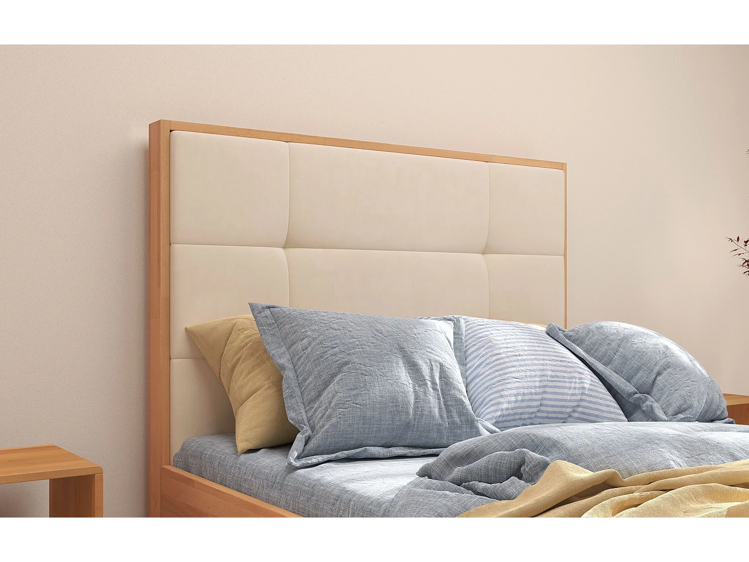 Łóżko bukowe Visby FRIDA/ 180X200 cm, kolor naturalny/ecru
