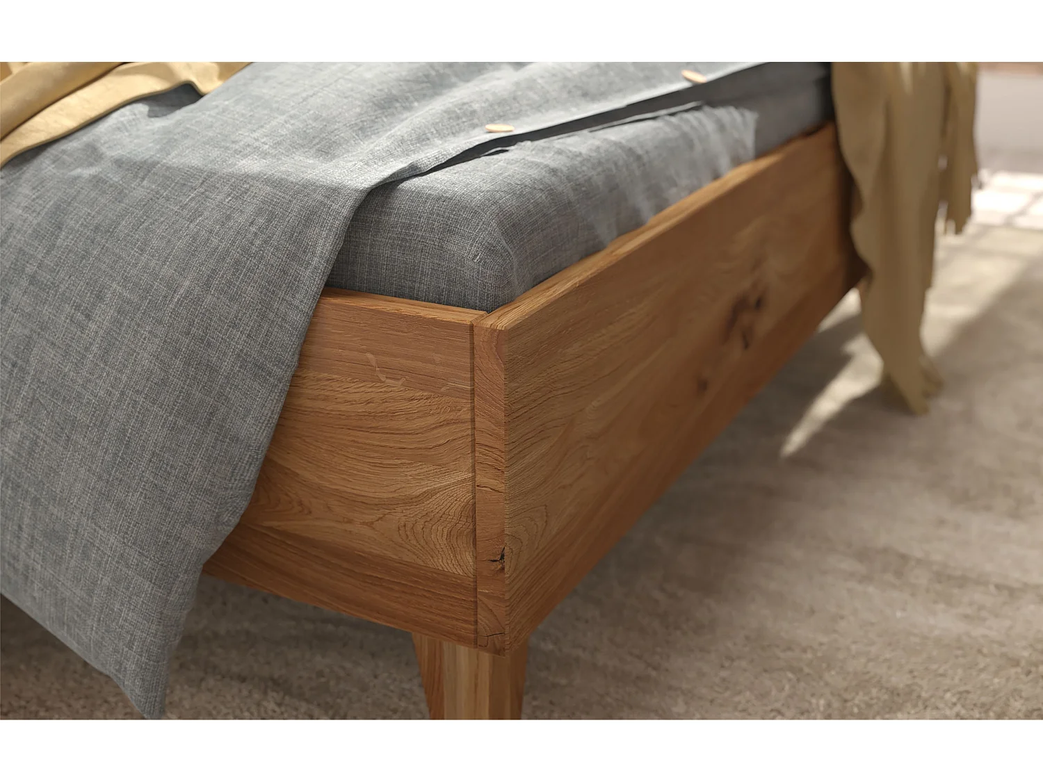 Łóżko dębowe Visby FRIDA/ 160X200 cm, kolor naturalny/ecru