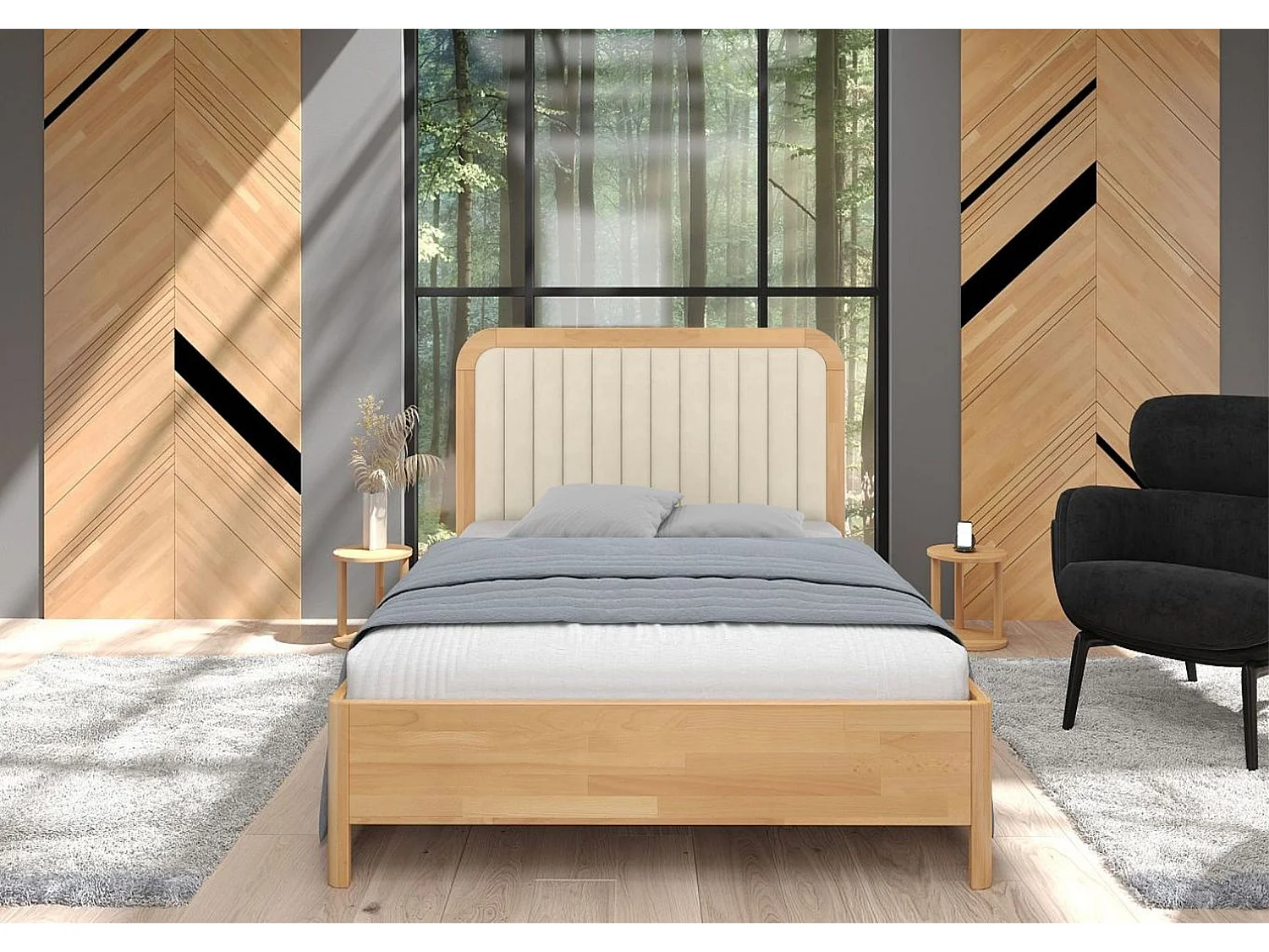 Łóżko bukowe Visby MODENA BC, 140X200, naturalny/ecru