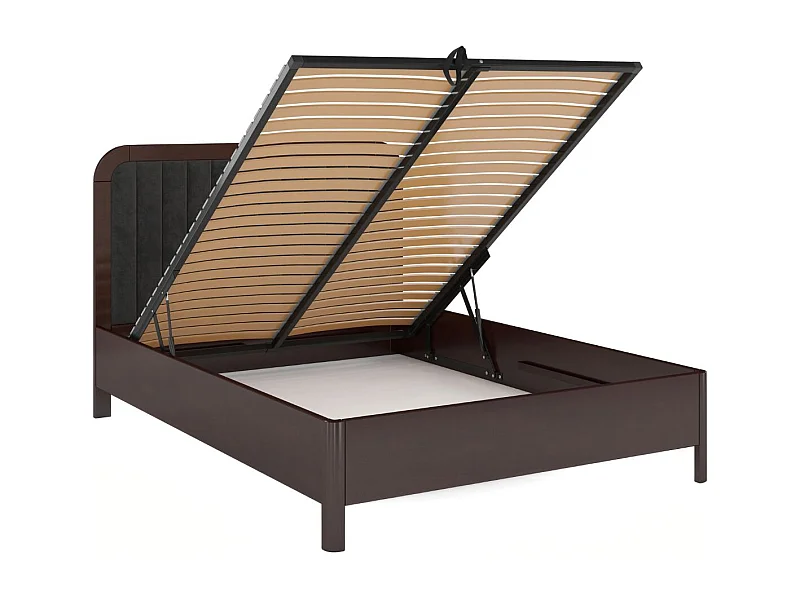 Massivholzbett Modena mit lattenrost und bettkasten, buche - lackiert, palisanderfarbe/schwarz, 160x200