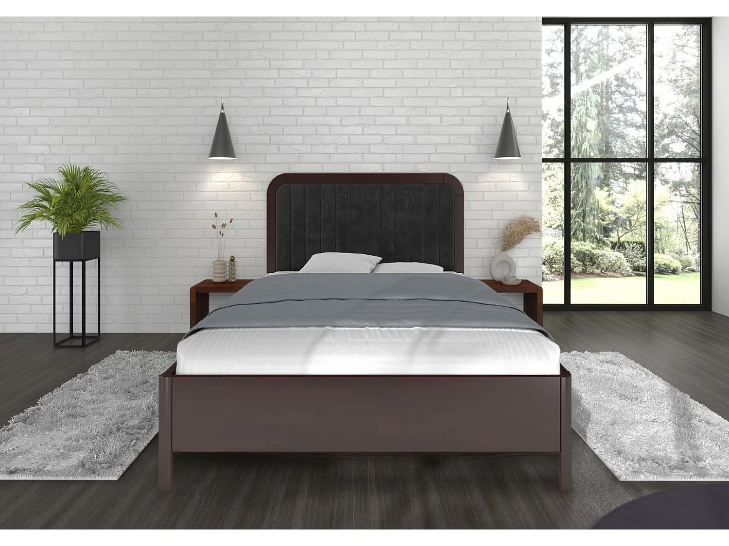 Łóżko bukowe Visby MODENA BC, 180X200, palisander/czarny