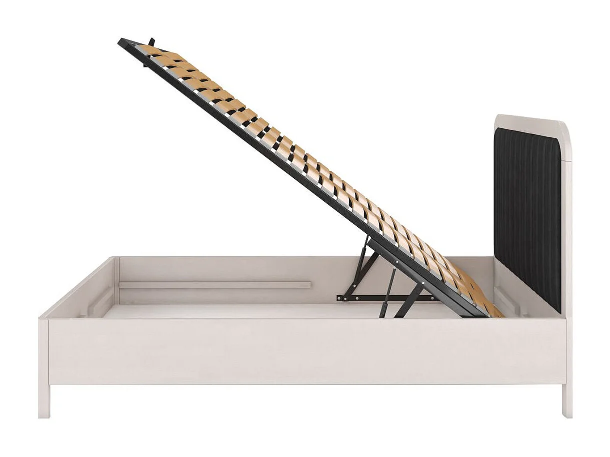 Massivholzbett Modena mit lattenrost und bettkasten, buche - lackiert, weiß/schwarz, 160x200