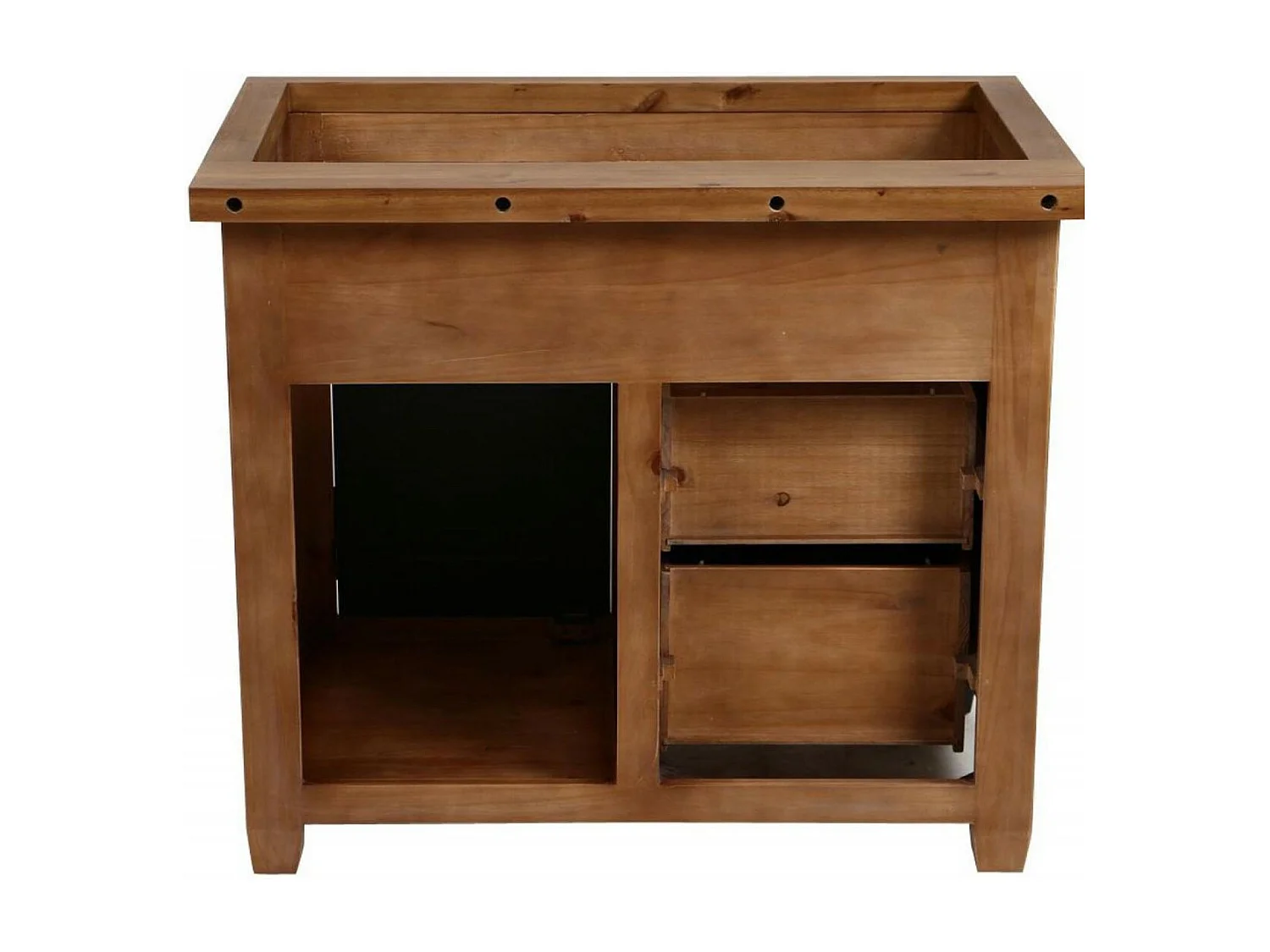 Meuble évier 1 porte 3 tiroirs Bois Noir - Brocante Interior's