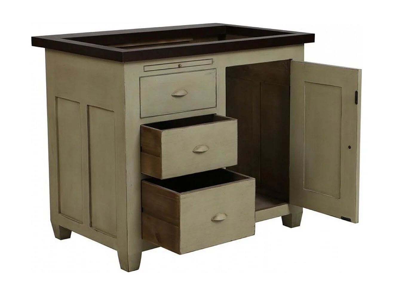 Meuble évier 1 porte 3 tiroirs Bois Beige - Brocante Interior's