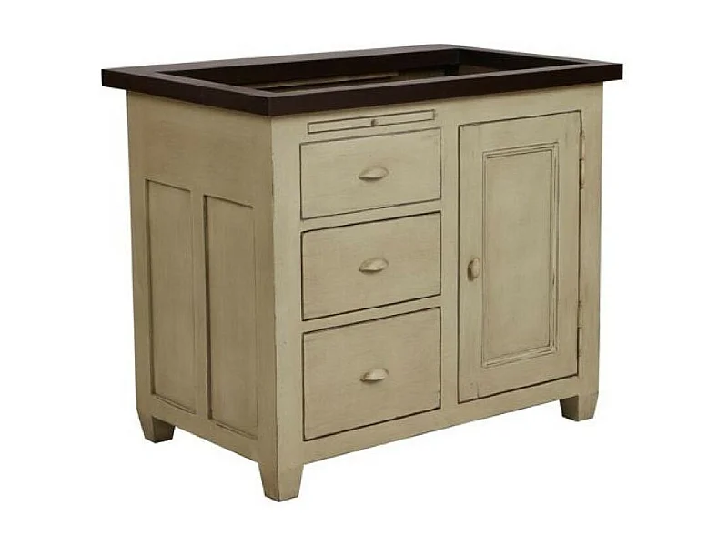 Meuble évier 1 porte 3 tiroirs Bois Beige - Brocante Interior's