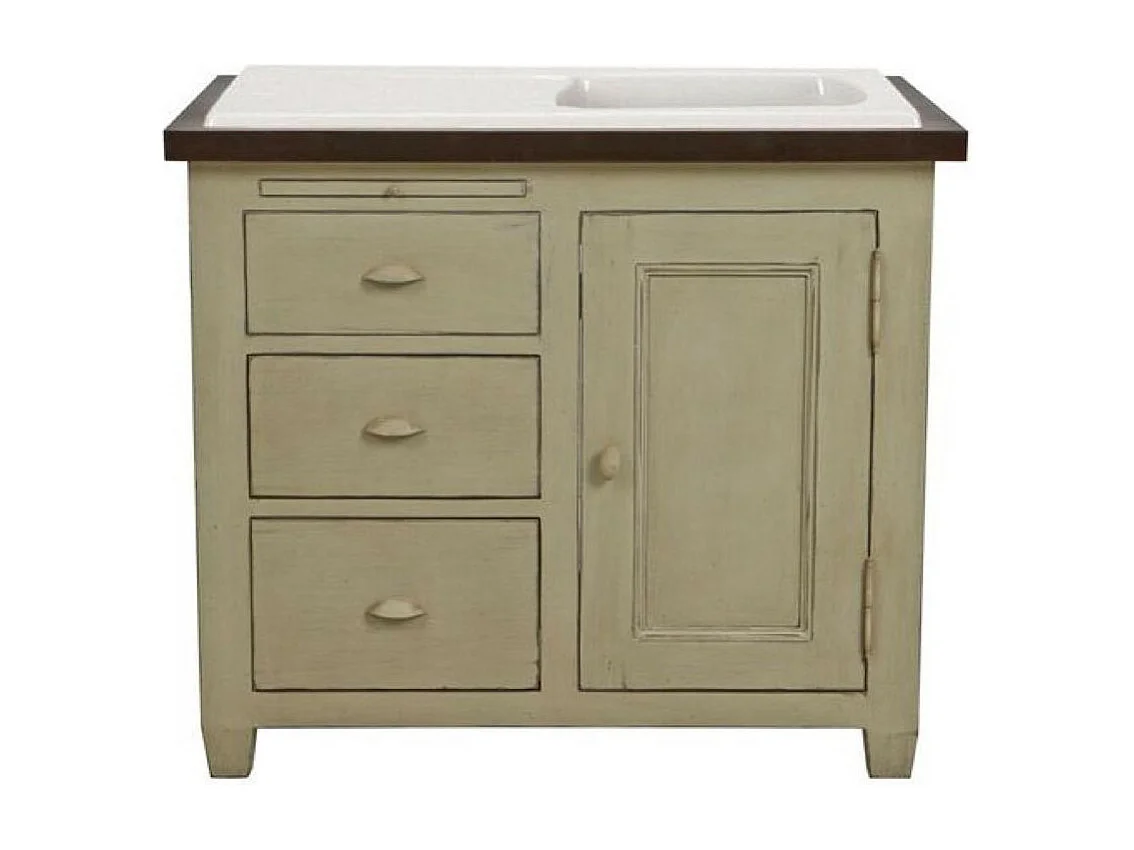 Evier 1 bac et 1 égouttoir Grès Blanc - Accessoires Interior's