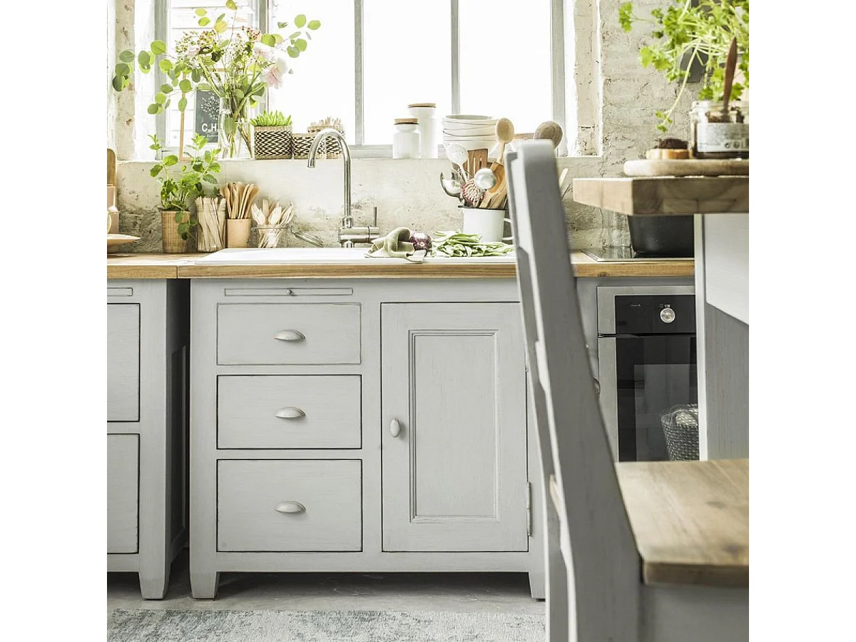 Evier 1 bac et 1 égouttoir Grès Blanc - Accessoires Interior's